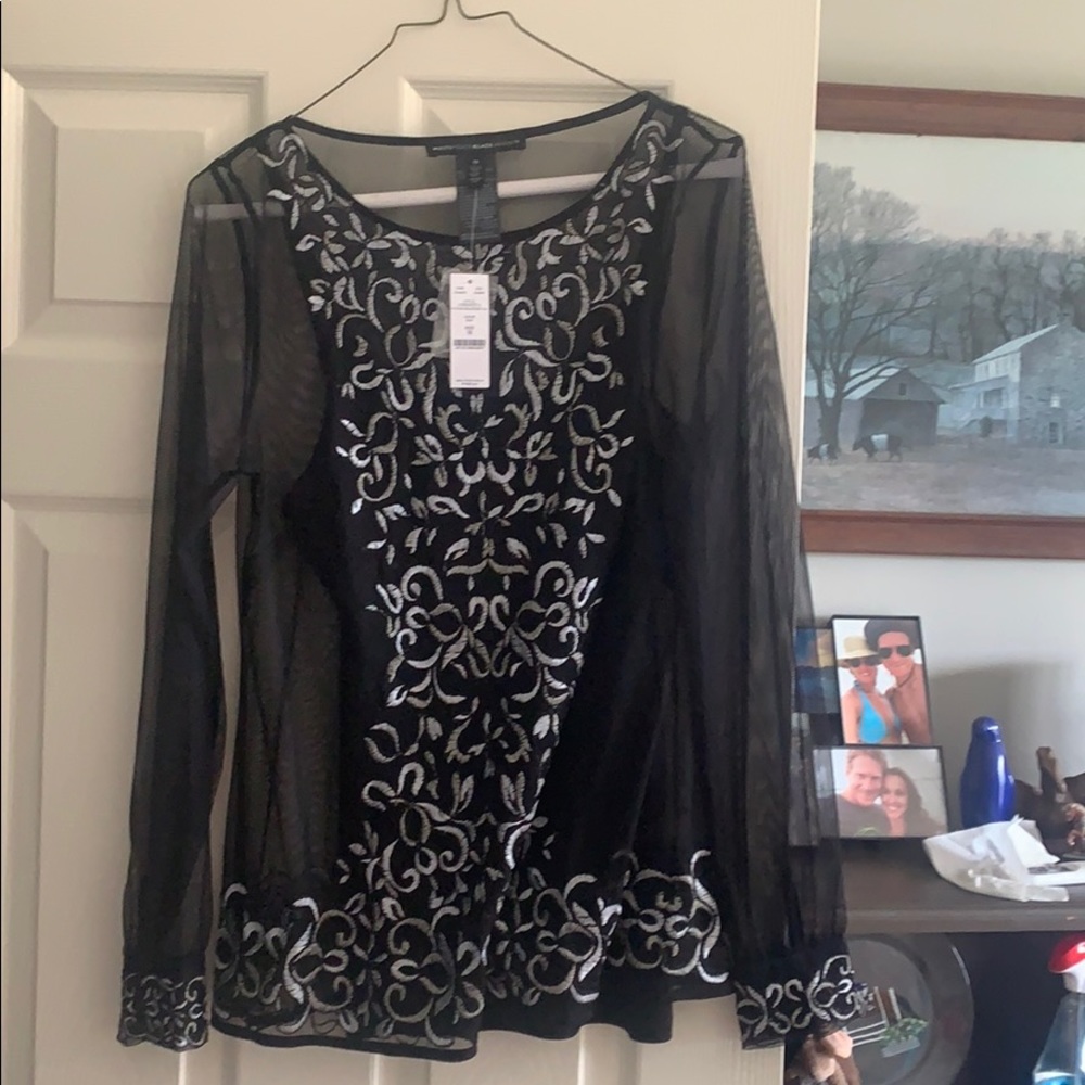 LS Embroidered Mesh Top